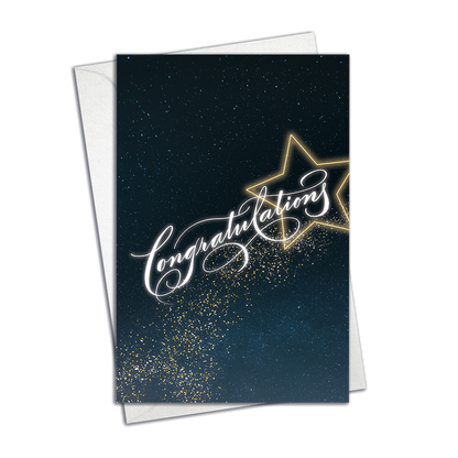 Isolated Mockup image: Congratulations Greeting Card - shooting star | Calligraphy and Stationery - Nibs and Scripts