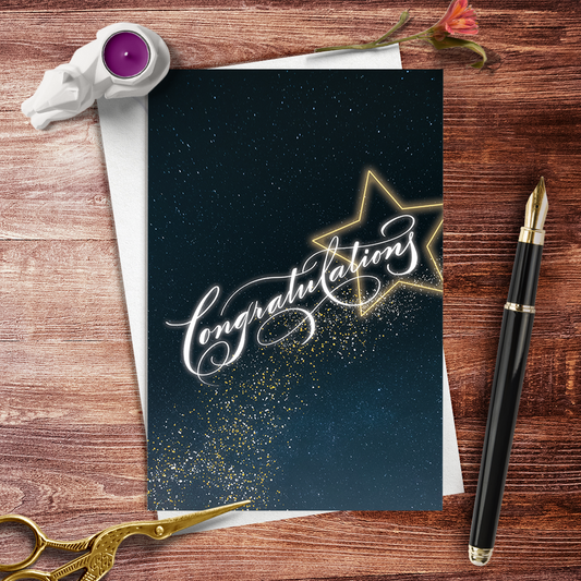 Mockup image: Congratulations Greeting Card - shooting star | Calligraphy and Stationery - Nibs and Scripts