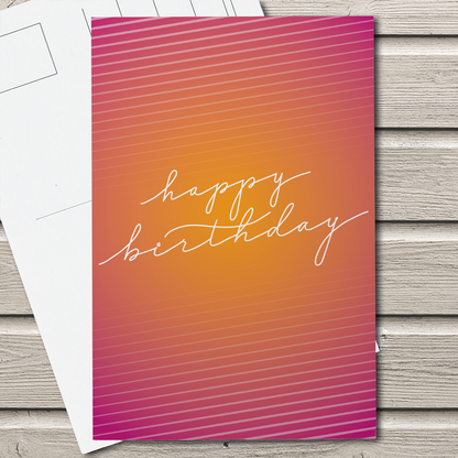 Happy birthday calligraphy postcard | designed by Rodylyn of Nibs and Scripts