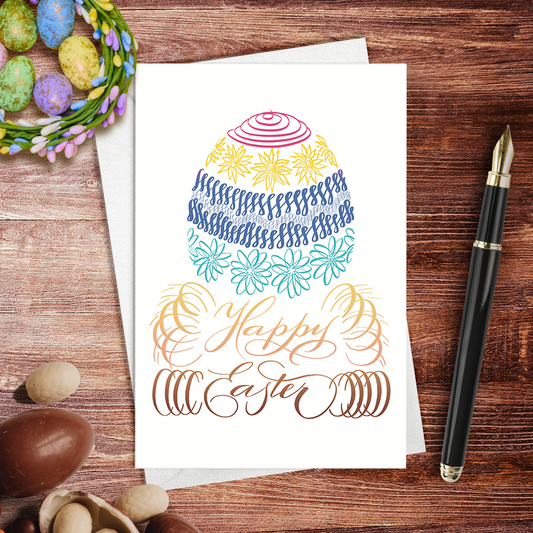 Mockup image: Happy Easter Greeting Card - painted easter egg | Calligraphy and Stationery - Nibs and Scripts