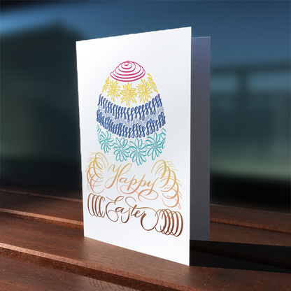 Outdoor Mockup image: Happy Easter Greeting Card - painted easter egg | Calligraphy and Stationery - Nibs and Scripts
