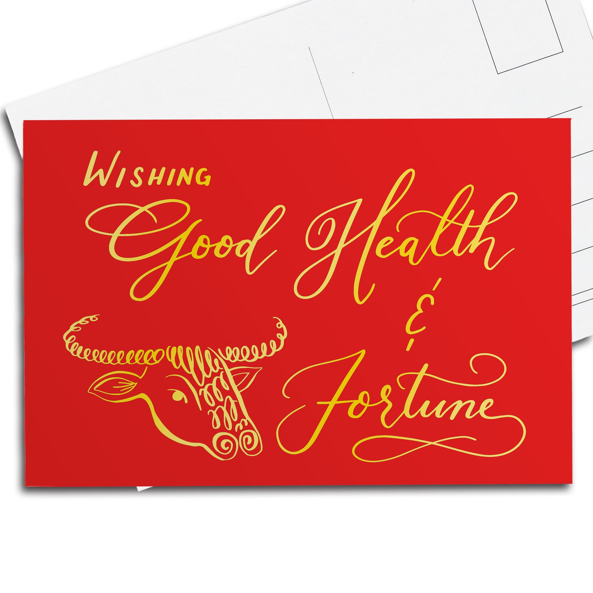 A thumbnail view of the postcard: "Wishing Good Health and Fortune"