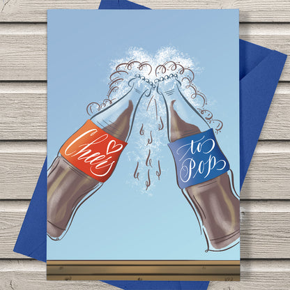 Lifestyle outdoor  image - Cheers to Pop | Father’s Day calligraphy greeting card