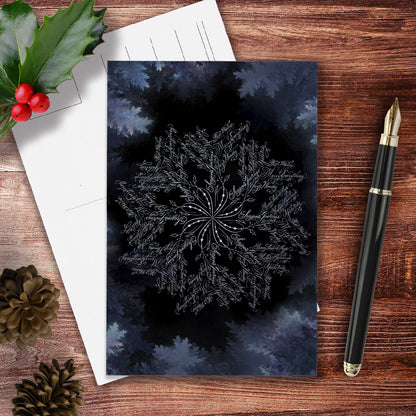 Winter snowflake postcard thumbnail image - Calligraphy drawing  by Nibs and Scripts