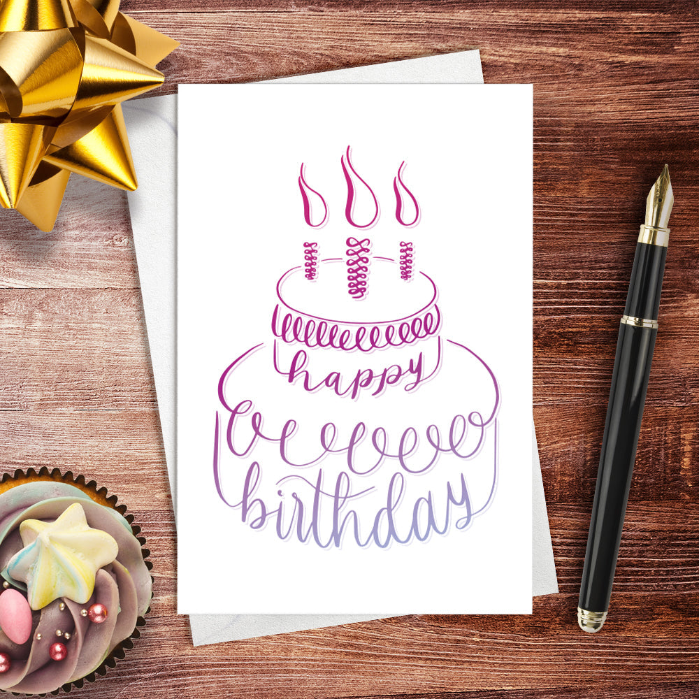 Lifestyle image of the birthday carke greeting card: "Happy Birthday"