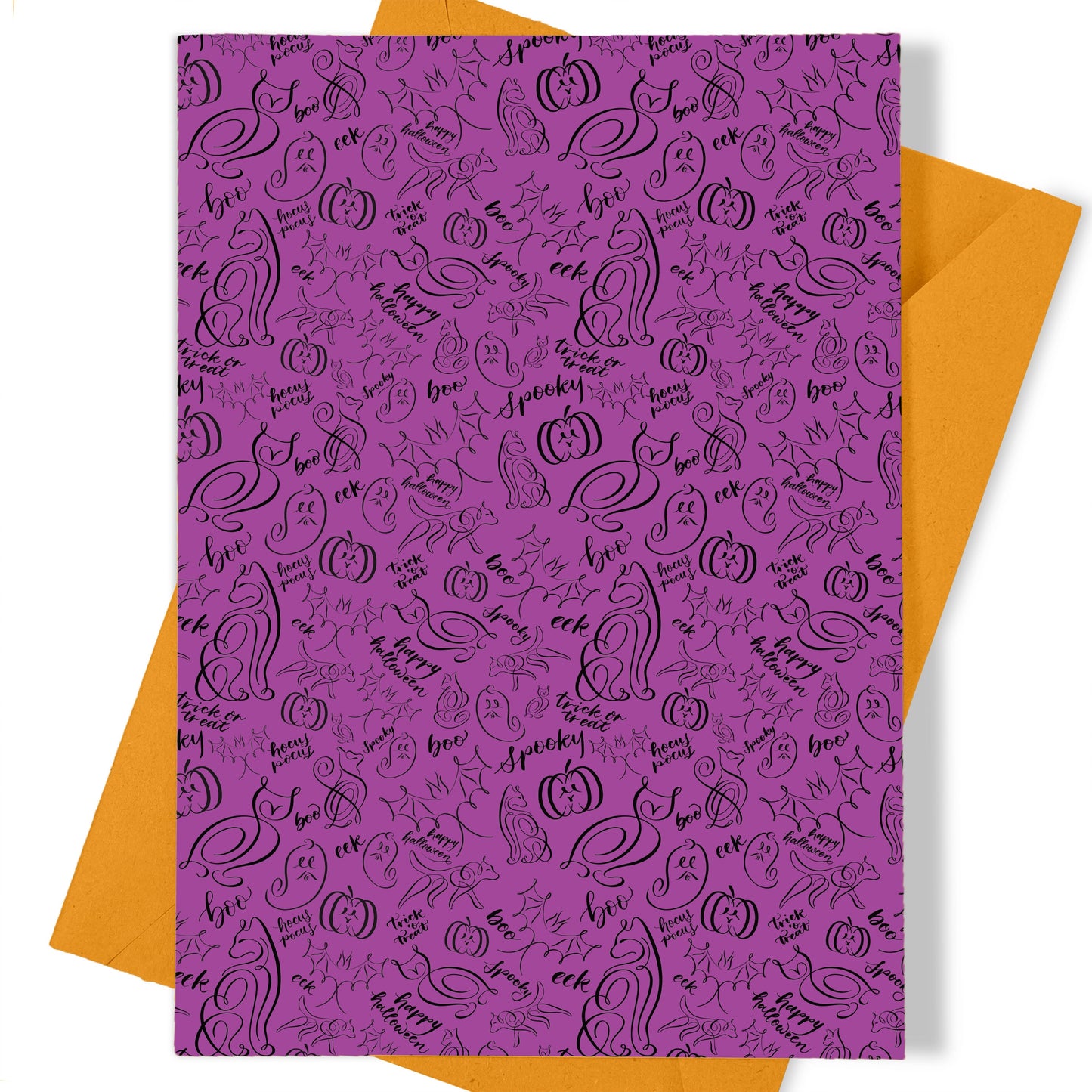 A thumbnail view of the halloween calligraphy card: "monster mash (heavy design)" repeating pattern