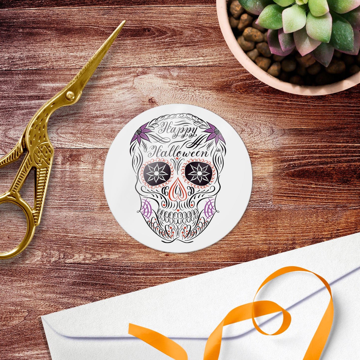 Lifestyle sticker image: Sugar skull, calligraphic drawing