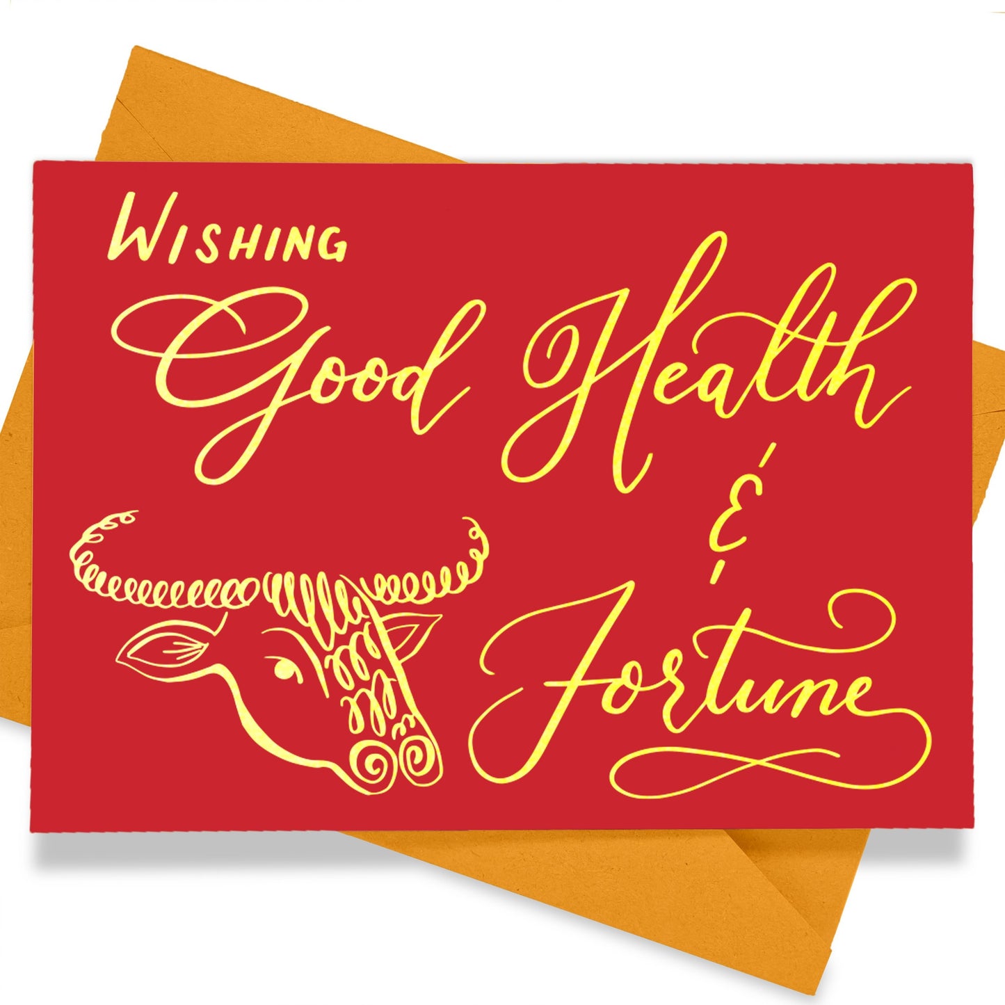 A thumbnail view of the greeting card: "Wishing Good Health & Fortune"
