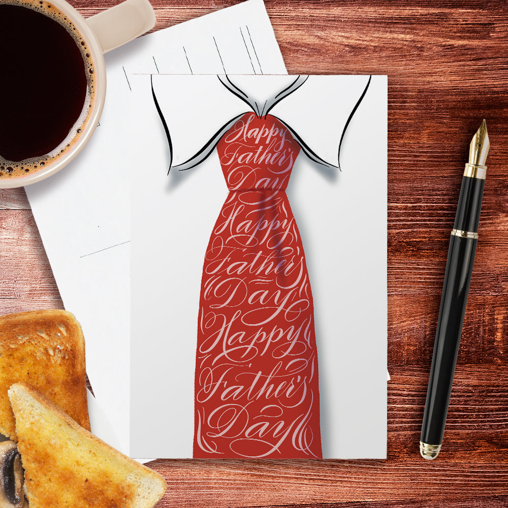 Lifestyle desk image | Happy Father’s Day necktie design - calligraphy postcard