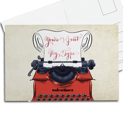 Thumbnail image: Calligraphy valentines anniversary typewriter postcard: You're Just My Type