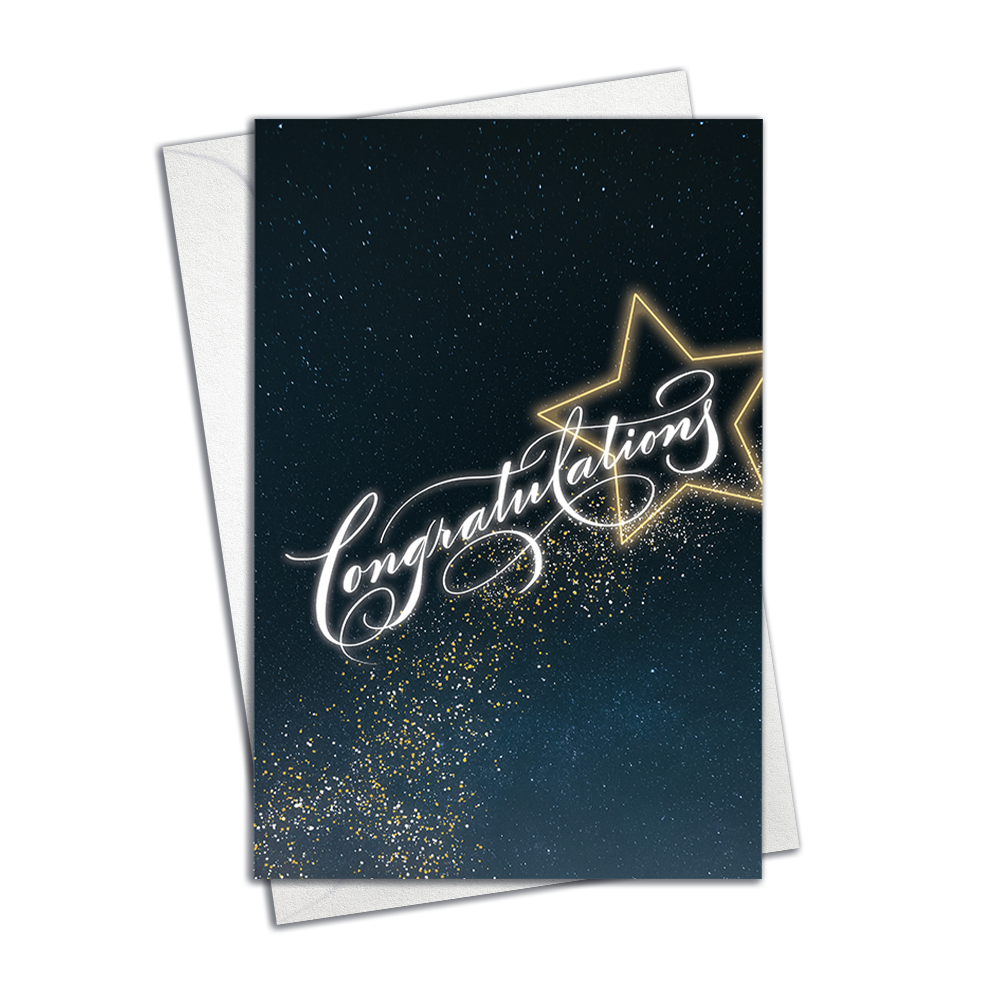 Isolated Mockup image: Congratulations Greeting Card - shooting star | Calligraphy and Stationery - Nibs and Scripts