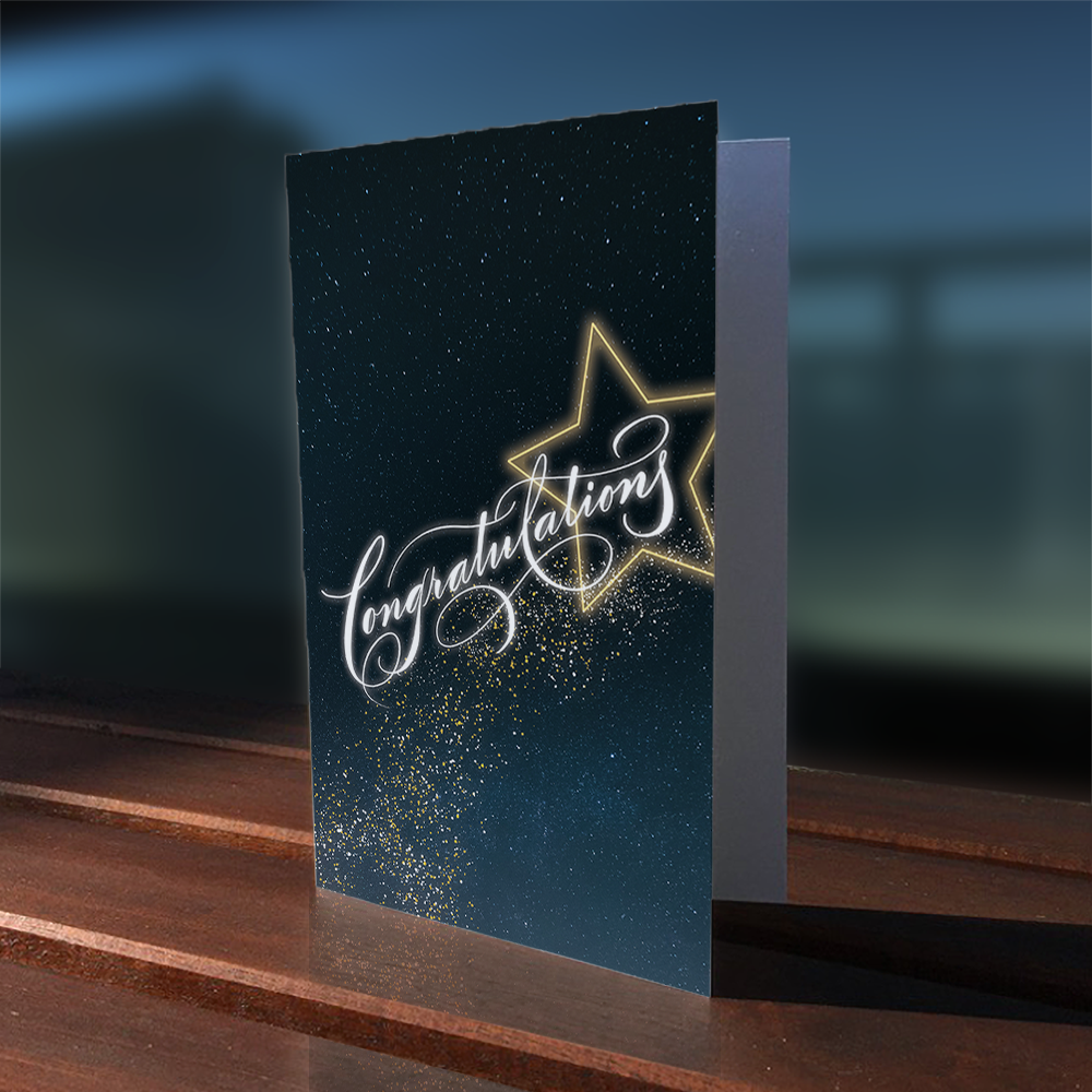 Outdoor Mockup image: Congratulations Greeting Card - shooting star | Calligraphy and Stationery - Nibs and Scripts