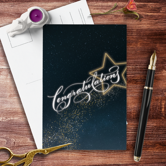 Mockup image: Congratulations Postcard - shooting star | Calligraphy and Stationery - Nibs and Scripts