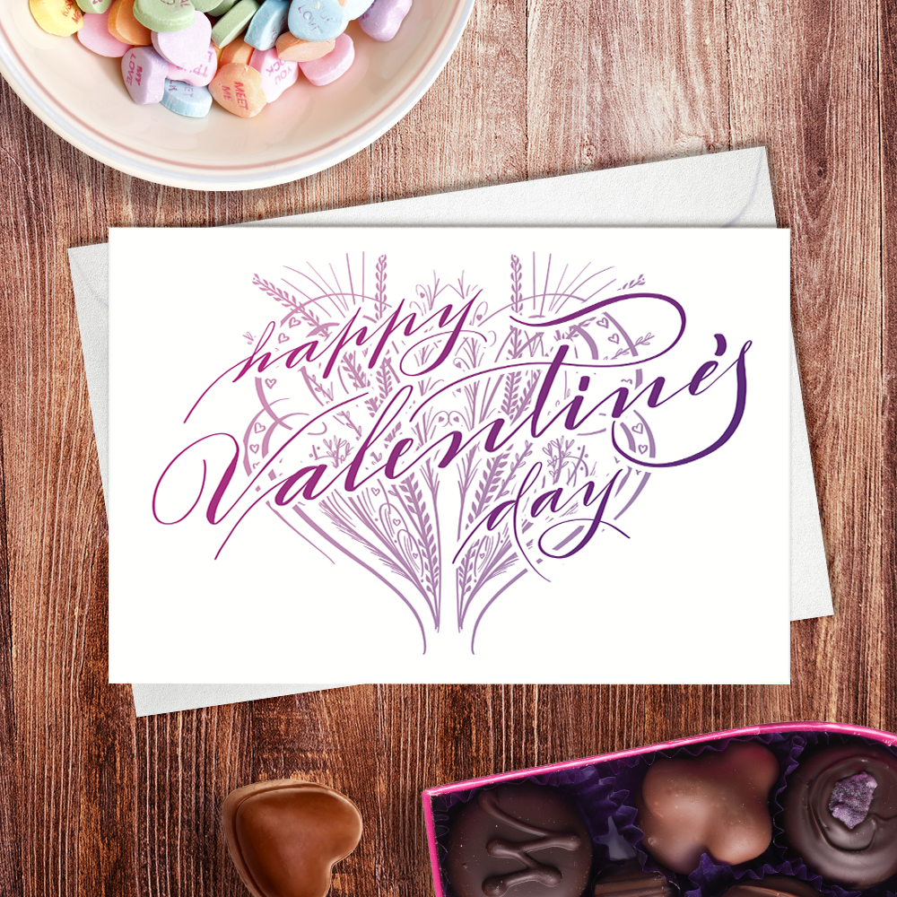 Happy Valentine's Day Heart | Calligraphy Greeting Card - Nibs and Scripts