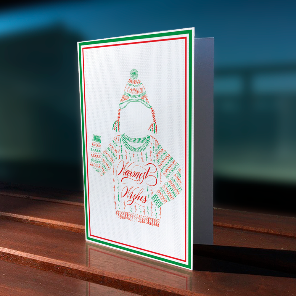 Warmest Wishes Ugly Sweater | Christmas Calligraphy Greeting Card | Nibs and Scripts Toronto Calligrapher