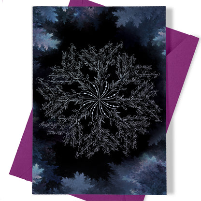 Winter snowflake calligraphy greeting card thumbnail image - Calligraphy drawing  by Nibs and Scripts